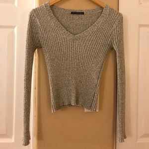 Brandy Melville Fitted Speckled Gray Sweater